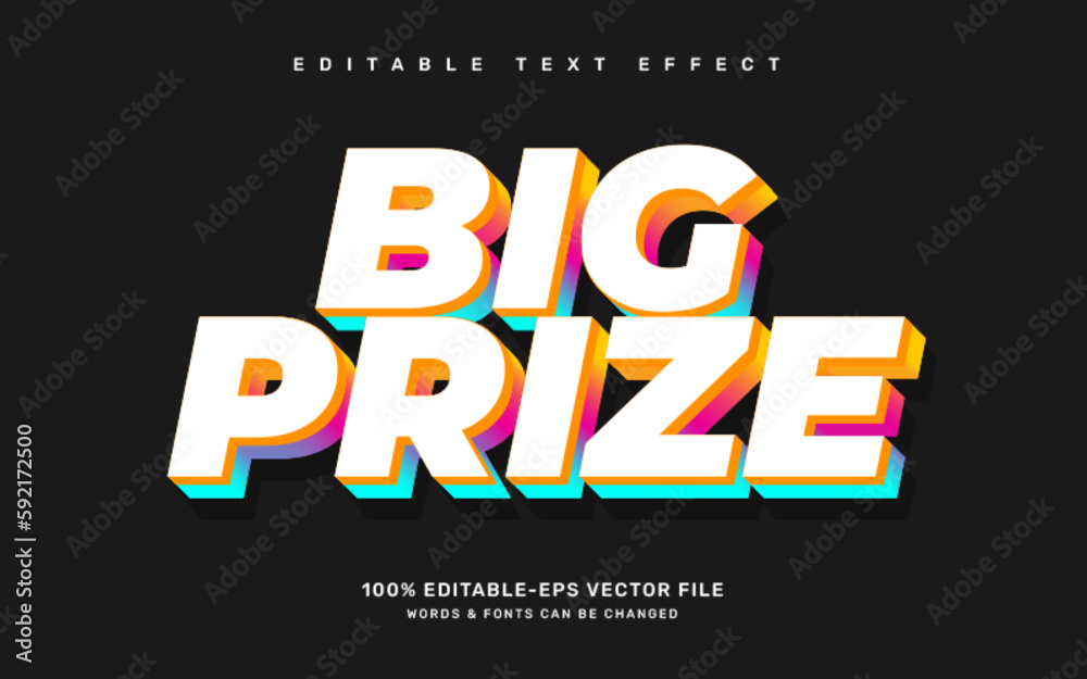 Big prize editable text effect template