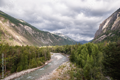 Forest and mountains. Countryside landscape. Buryatia