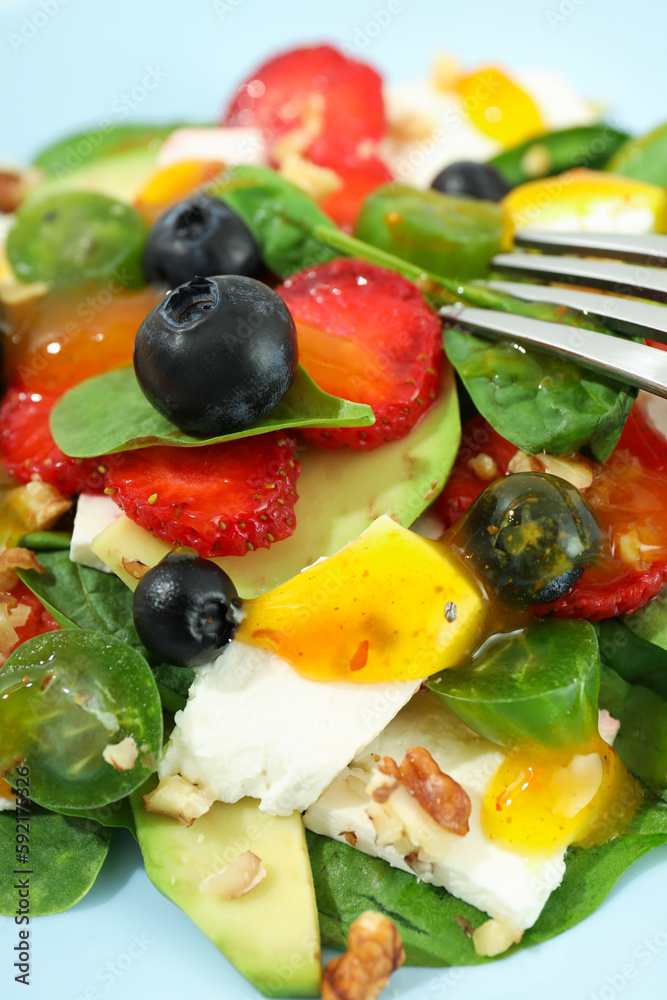Concept of tasty food, salad with strawberry Concept of tasty food, salad with strawberry