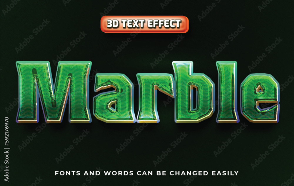 Obraz premium Marble green 3d editable text effect style
