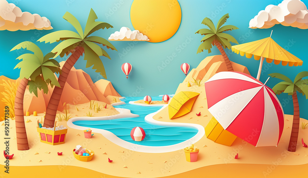 Fun in the Sun A Playful Illustration of a Summer. Generative AI