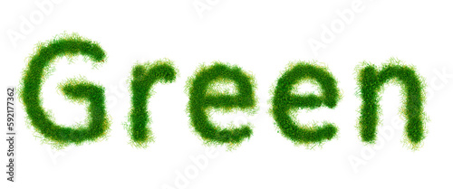 word Green made of green grass isolated on transparent background