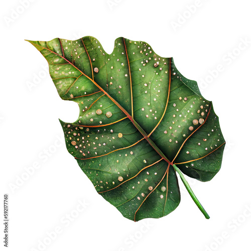bejeweled Amazonia leaf. isolated on transparent background.