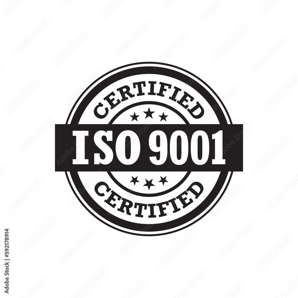 ISO 9001 certified label, vector illustration ISO 9001 certified label, vector illustration