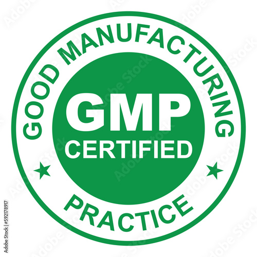 GMP (Good Manufacturing Practice) certified round stamp on white background - Vector