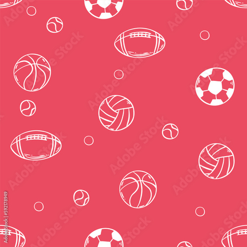 Sport ball seamless pattern vector pink white