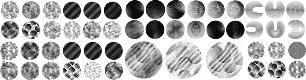 Fototapeta premium Set of spheres . Lines constructed transparent sphere .Vector .Technology sphere Logo . Design element for posters, social media, templates, flyers, brochures . Abstract trendy transparent circles