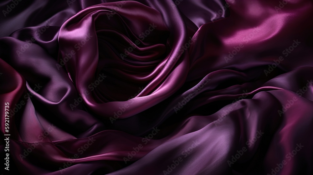 Obraz premium Abstract black purple magenta background. Silk satin. Plum color. Gradient. Dark elegant background with space for design