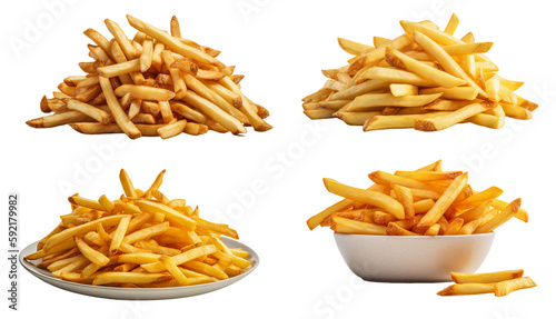 A portion of French fries loose  in a bowl or dish  Generative AI