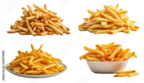 A portion of French fries loose, in a bowl or dish, Generative AI
