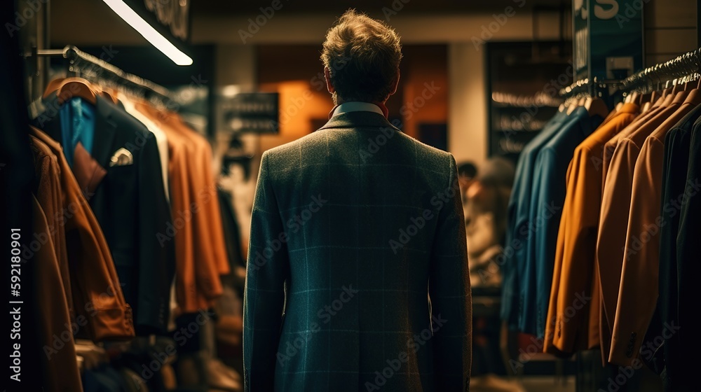 Business Suit Shopping in a Department Store. Generative ai