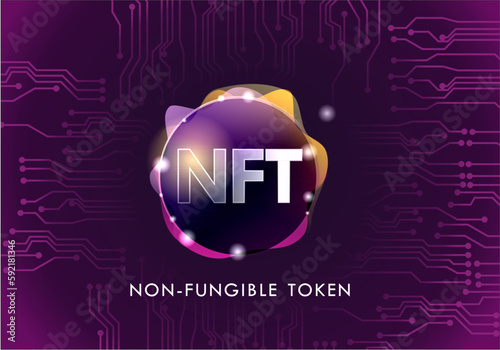 NFT non fungible token. Non-fungible tokens icon covering concept NFT. High-tech technology symbol logo vector