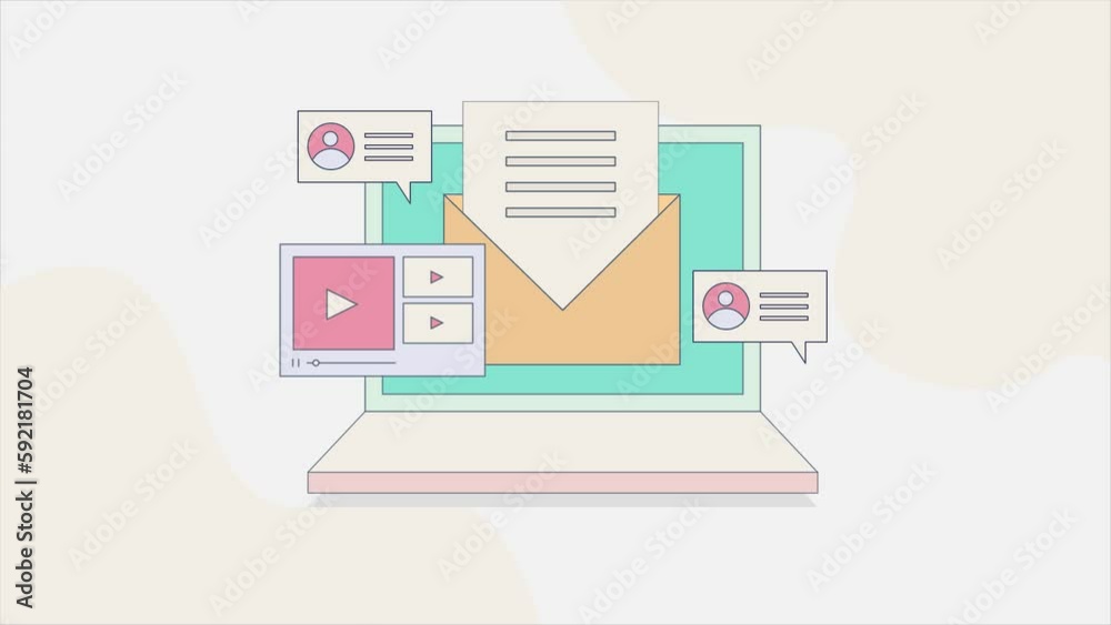 Email marketing campaign, Newsletter promotion, Sending email messages to customers 2D animation video Email marketing campaign, Newsletter promotion, Sending email messages to customers 2D animation video