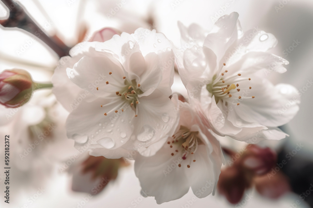 Spring cherry blossom branches. Generative Ai. Spring cherry blossom branches. Generative Ai.