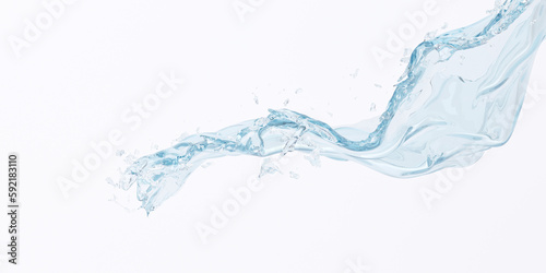 3d water splash white background, 3d motion water splashing for product presentation background. 3d rendering illustration
