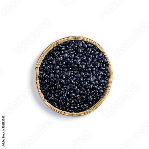 Black kidney bean, Black Turtle Beans in threshing basket