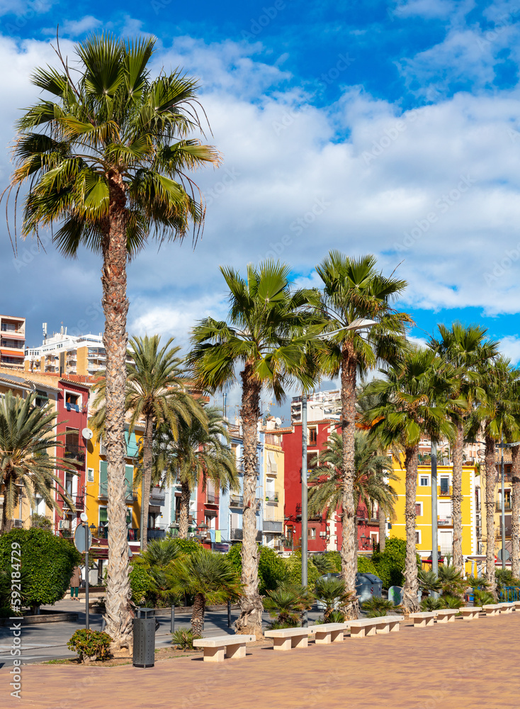 Obraz premium Colorful homes in mediterranean village of Villajoyosa- Spain