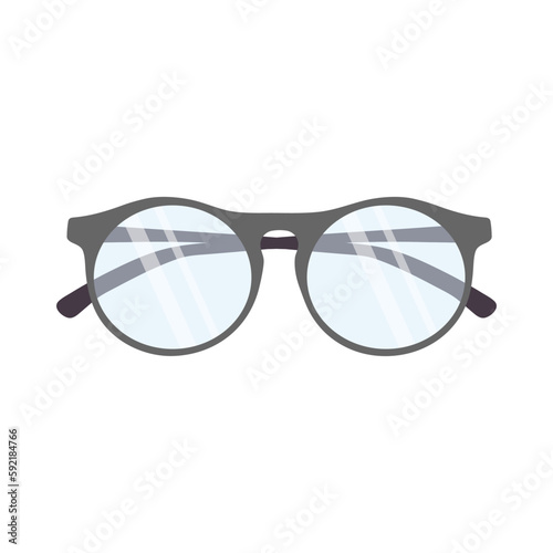 Eyeglasses isolated on white background. Transparent lenses and glares. Spectacles for eyesight protection.