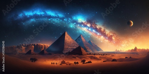 fantasy landscape egypt pyramid, generative ai, generative, ai 