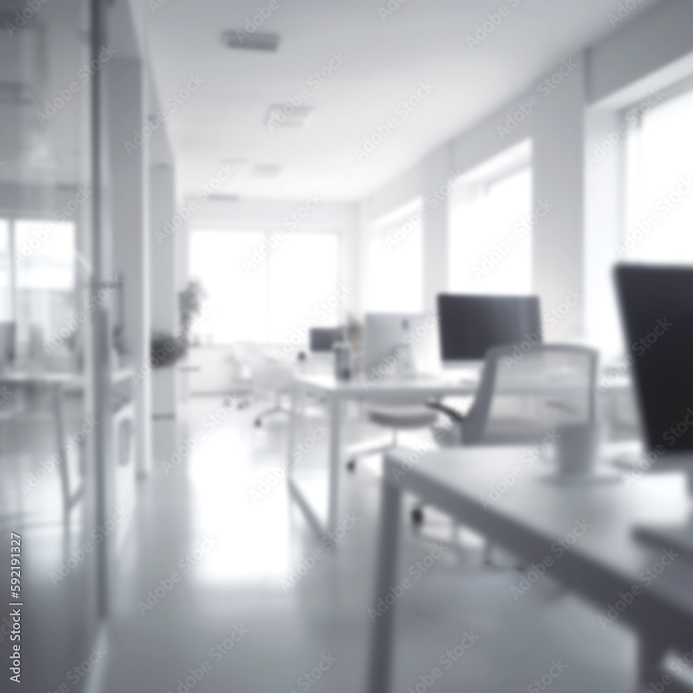 Blur focus of White open space office interior can be used as background, blurred office modern interior workplace design white. business concept Blur focus of White open space office interior can be used as background, blurred office modern interior workplace design white. business concept
