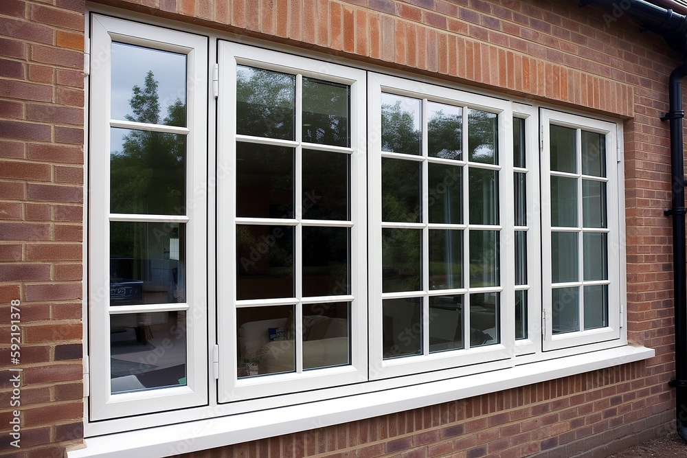 custom made wallpaper toronto digitalWhite uPVC casement windows on a red brick house wall for home renovation and residential property maintenance