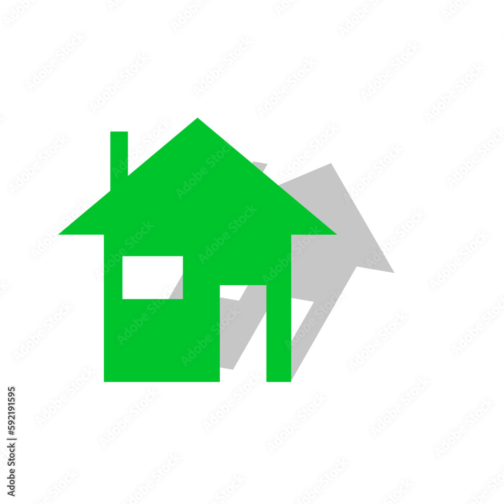 Green house shadow icon. Green energy. Apartment interior. 3d home icon. Vector illustration. Green house shadow icon. Green energy. Apartment interior. 3d home icon. Vector illustration.