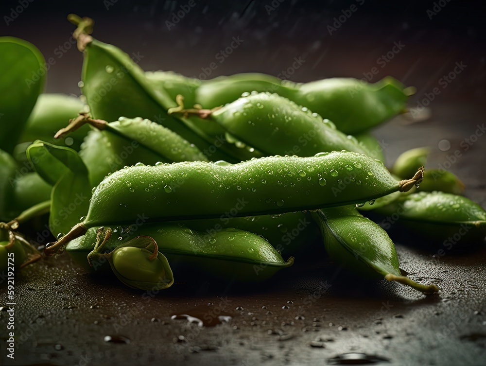 Fresh bunch of Edamame seamless background, adorned with glistening droplets of water Fresh bunch of Edamame seamless background, adorned with glistening droplets of water