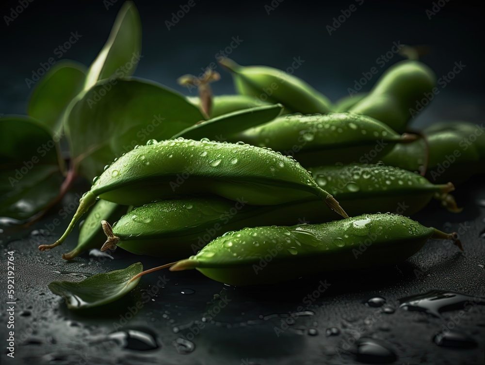 Fresh bunch of Edamame seamless background, adorned with glistening droplets of water Fresh bunch of Edamame seamless background, adorned with glistening droplets of water