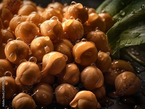 Fresh bunch of chickpeas seamless background, adorned with glistening droplets of water