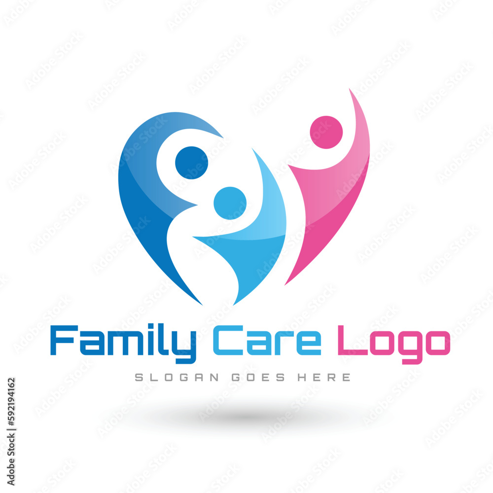 Abstract logo and family design combination, colorful logo with people