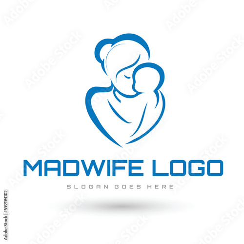 Pregnancy logo, vector of pregnant women and leaves, healthy mother's logo, nutrition and care for pregnant women logo template