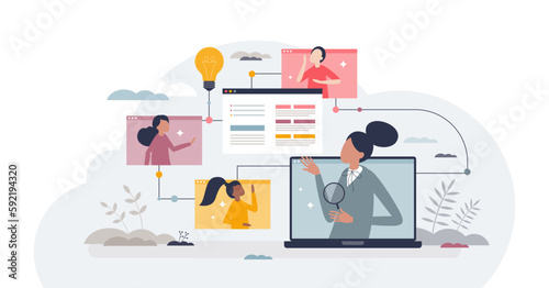 Adaptive learning and AI for children teaching materials tiny person concept, transparent background.Adapted content for success and quality of education process illustration.