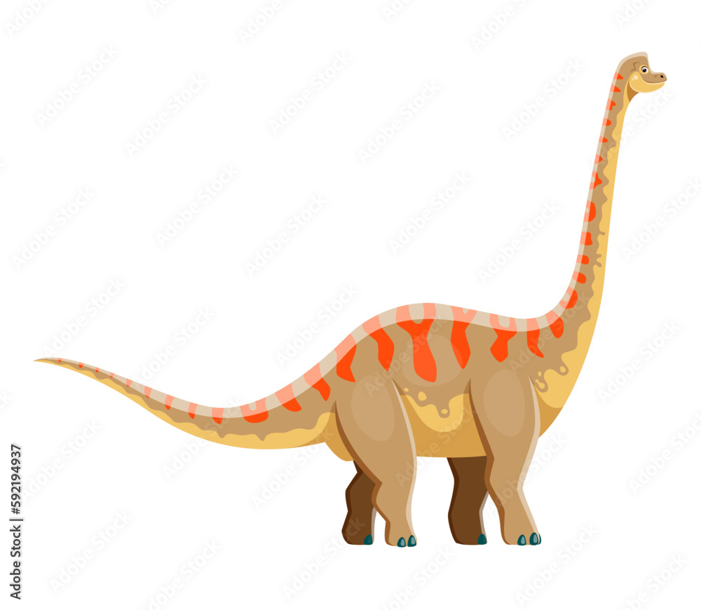 Cartoon Brachiosaurus dinosaur character. Prehistoric lizard, Jurassic era wildlife reptile with long neck. Extinct monster, paleontology herbivore Brachiosaurus dinosaur vector cute personage
