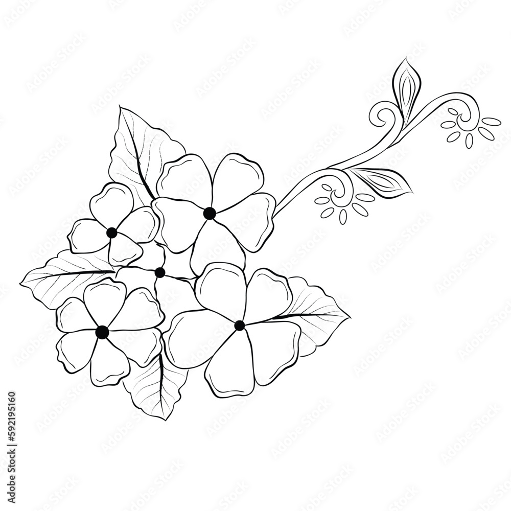 Free Vector line art and hand drawing flower art black and white flat ...