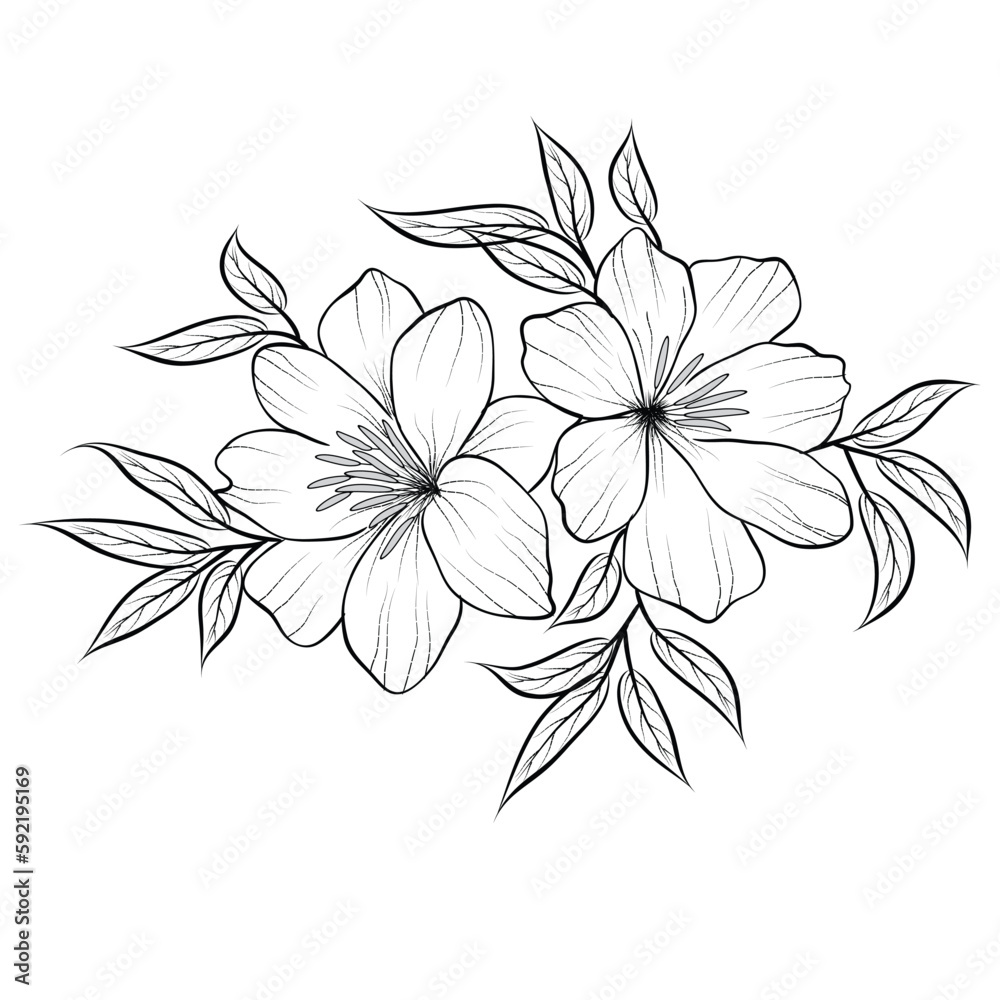 Free Vector line art and hand drawing flower art black and white flat design simple flower Free Vector line art and hand drawing flower art black and white flat design simple flower