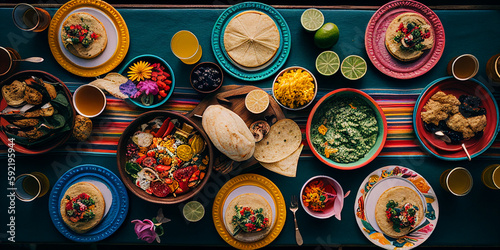 Beautiful Feast: A Top view of Culinary Delights