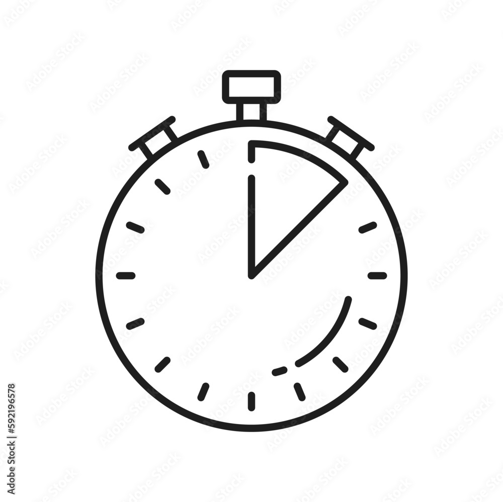 Chronometer outline icon. Stopwatch clock timer. Vector time measuring instrument in fitness sport, business management and speed delivery sign Chronometer outline icon. Stopwatch clock timer. Vector time measuring instrument in fitness sport, business management and speed delivery sign