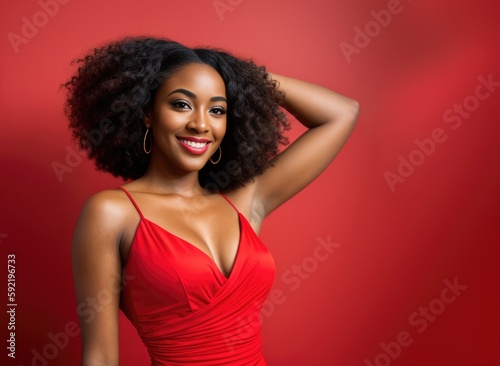 African american woman in red. Generative AI