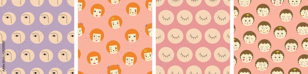 Feminine look, abstract personage, mascot design, funny face, cute icon Feminine look, abstract personage, mascot design, funny face, cute icon