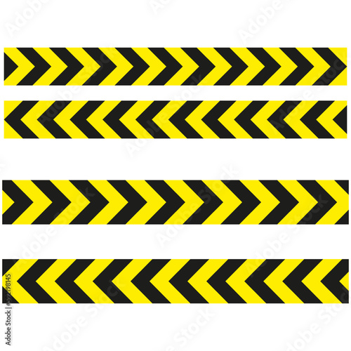 Ribbon banner with yellow tape barrier. Sign forbidden. Vector illustration. © Kravchenko