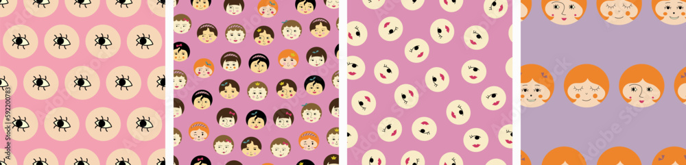 Feminine look, abstract personage, mascot design, funny face, cute icon Feminine look, abstract personage, mascot design, funny face, cute icon