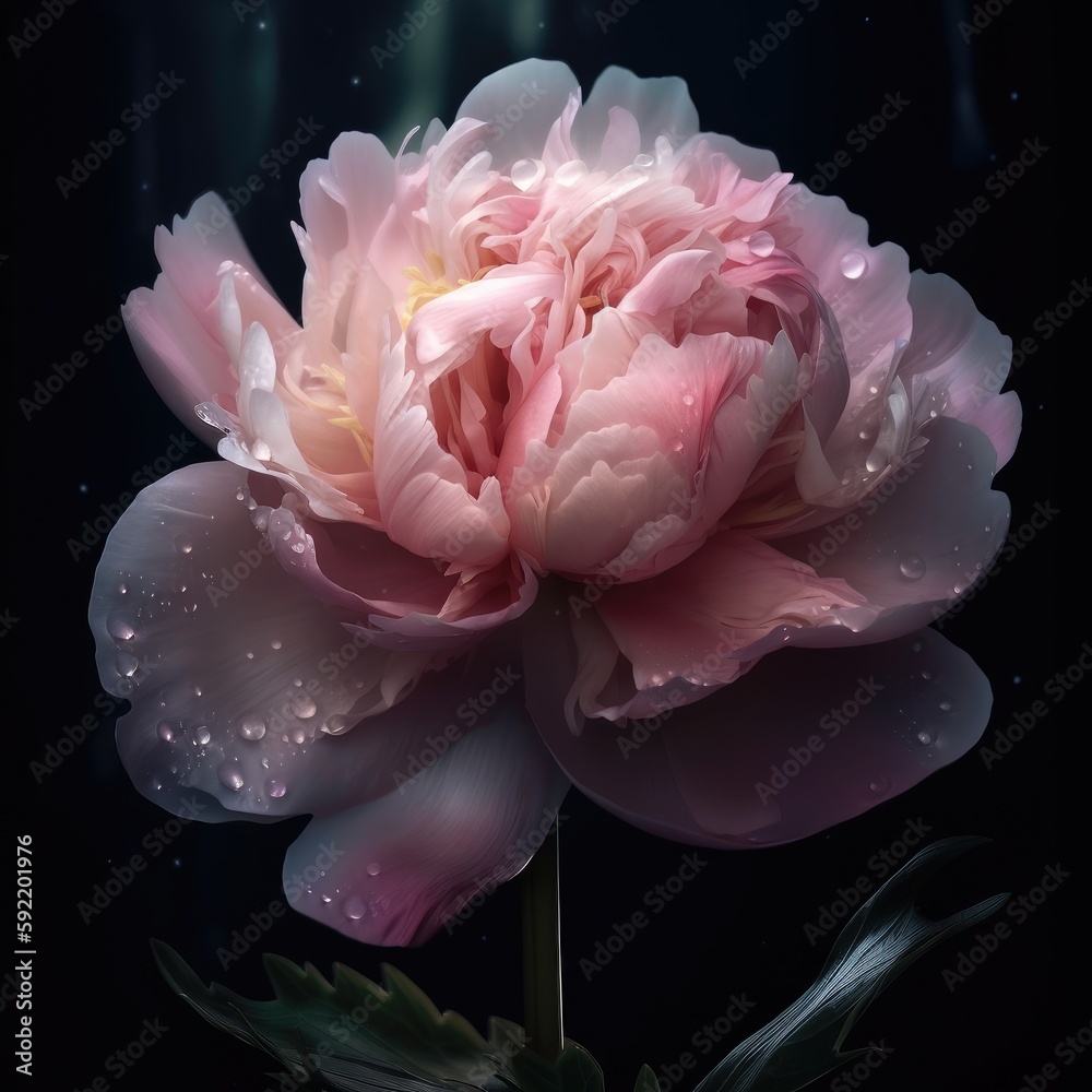 A beautiful open bud of a bright Astra flower on a black background. .Created with generative AI A beautiful open bud of a bright Astra flower on a black background. .Created with generative AI