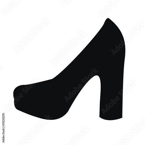 Shoe silhouette. Black shoe illustration.