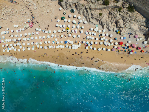 Fototapeta Naklejka Na Ścianę i Meble -  Kaputas Beach Drone Photo, Kas Kalkan, Antalya Turkiye