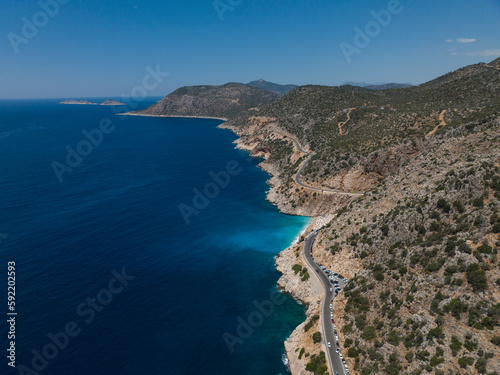 Summer Season in the Kas Beach and Marina Drone Photo, Kalkan Kas, Antalya Turkiye