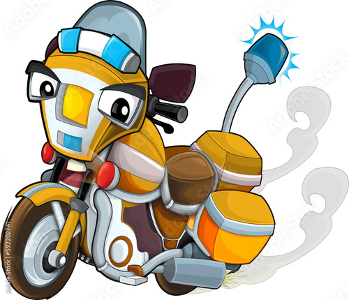 Cartoon motorcycle public service road help- illustration for the children
