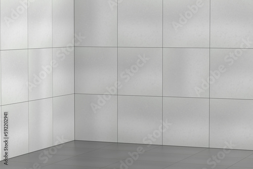 Fototapeta Naklejka Na Ścianę i Meble -  Empty room with tiled wall and floor
