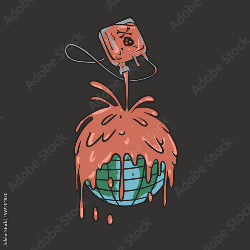 Planet Earth globe  with blood running down