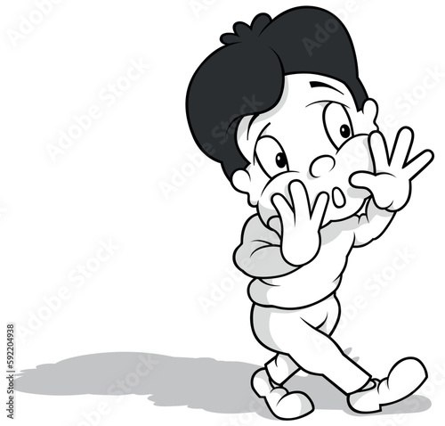 Drawing of a Boy Shouting a...
