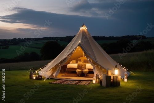 Wallpaper Mural Glamping, tent, generative ai Torontodigital.ca